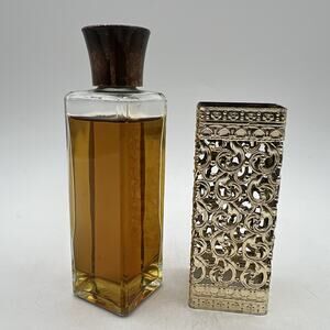 Vintage Tiffany Perfume Splash in Glass Bottle Gold Metal Filigree 2 oz FULL